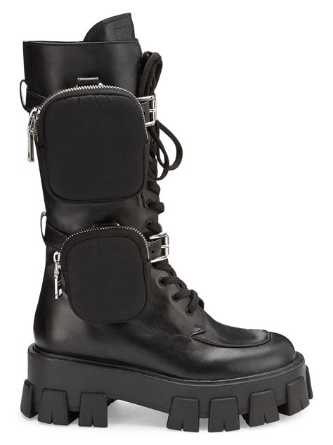 prada moonlight boot|prada black chunky combat boots.